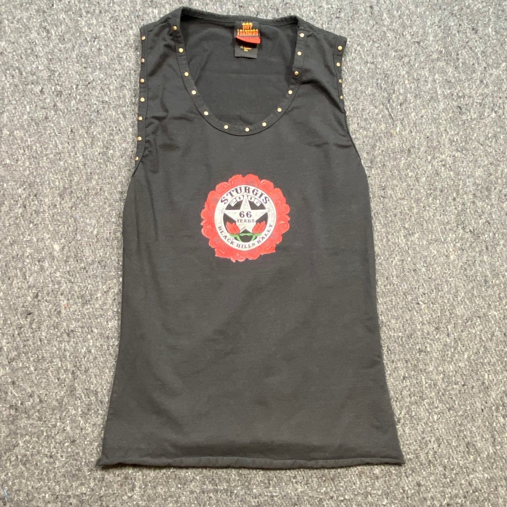 Hot Leathers Sturgis 2006 Tank Top Sz 2XL Women Black Studded Biker Graphic 66th